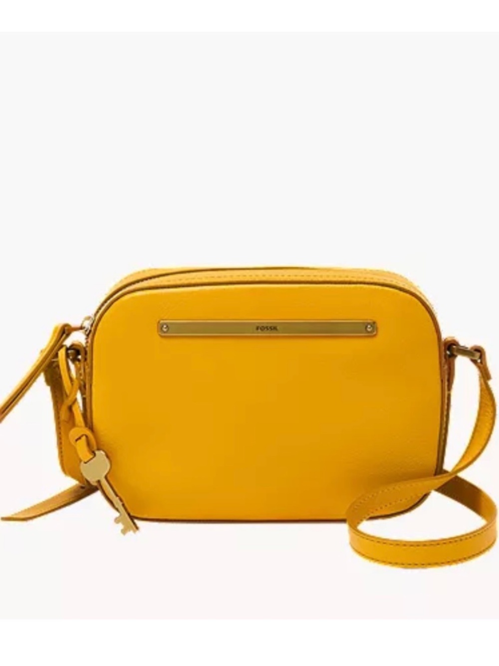 Fossil Women's Golden Yellow Genuine Leather Crossbody Liza Camera Bag